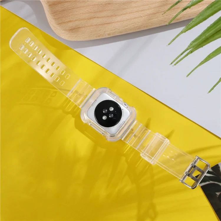 EDA00523902_3.webp Transparent TPU Integrated Replacement Watch Strap, For Apple Watch Series 8&7 41mm / SE 2&6&SE&5&4 40mm / 3&2&1 38mm, For Apple Watch Series 7 45mm / 6 & SE & 5 & 4 44mm / 3 & 2 & 1 42mm - Image 4
