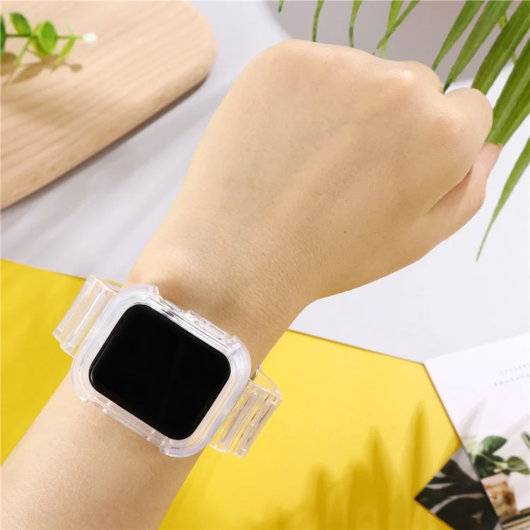 EDA00523902_7.webp Transparent TPU Integrated Replacement Watch Strap, For Apple Watch Series 8&7 41mm / SE 2&6&SE&5&4 40mm / 3&2&1 38mm, For Apple Watch Series 7 45mm / 6 & SE & 5 & 4 44mm / 3 & 2 & 1 42mm - Image 8
