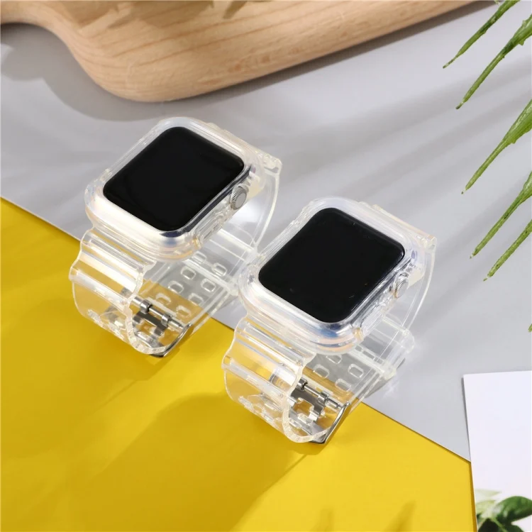 EDA00523902_9.webp Transparent TPU Integrated Replacement Watch Strap, For Apple Watch Series 8&7 41mm / SE 2&6&SE&5&4 40mm / 3&2&1 38mm, For Apple Watch Series 7 45mm / 6 & SE & 5 & 4 44mm / 3 & 2 & 1 42mm - Image 10