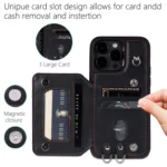 Grid Texture Card Bag Phone Case with Lanyard, For iPhone 15 Pro Max, For iPhone 15 Pro, For iPhone 15 Plus, For iPhone 15 - Image 5