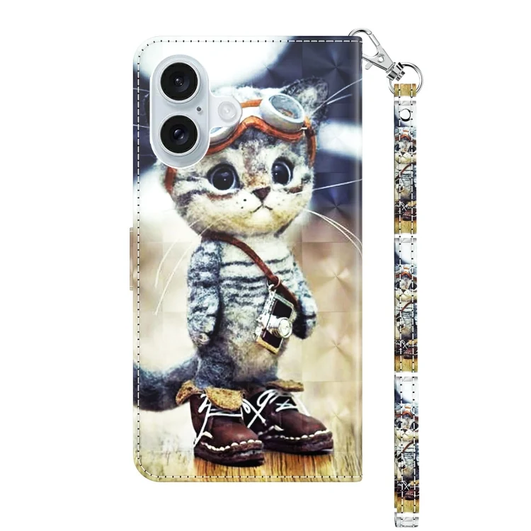 EDA005262307A_2.webp 3D Painted Leather Phone Case, For iPhone 16 Plus, For iPhone 16 - Image 3