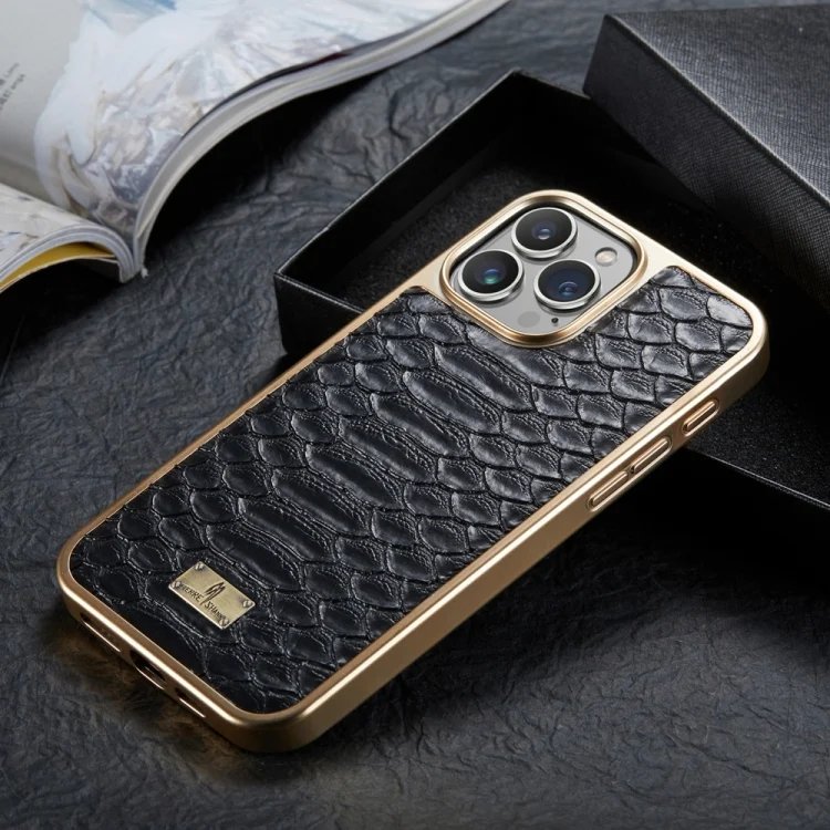 EDA005262809A_1.webp Fierre Shann Python Texture Electroplating PU Phone Case, For iPhone 16 Pro Max, For iPhone 16 Pro, For iPhone 16 Plus, For iPhone 16, For iPhone 15 Pro Max - Image 2