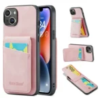 Fierre Shann Crazy Horse Card Holder Back Cover PU Phone Case, For iPhone 15 Plus, For iPhone 15