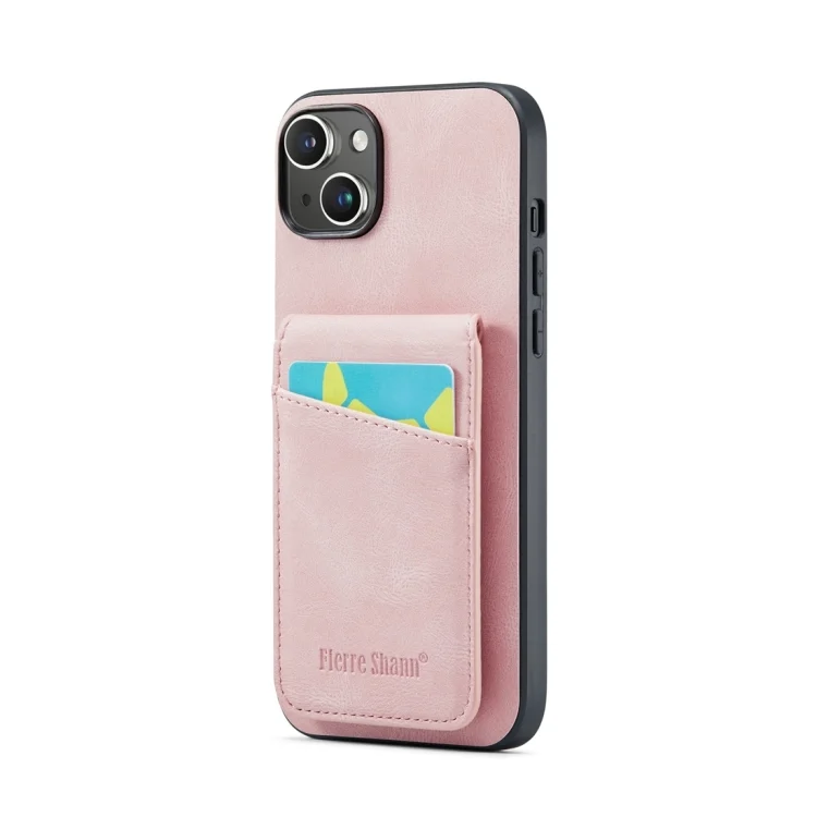 EDA005265203A_1.webp Fierre Shann Crazy Horse Card Holder Back Cover PU Phone Case, For iPhone 15 Plus, For iPhone 15 - Image 2