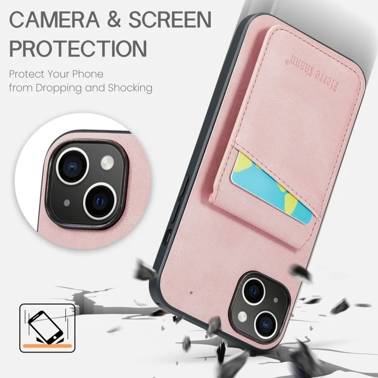 EDA005265203A_5.webp Fierre Shann Crazy Horse Card Holder Back Cover PU Phone Case, For iPhone 15 Plus, For iPhone 15 - Image 6