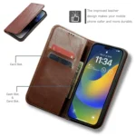 Fierre Shann Vintage Bark Texture Wallet Leather Phone Case, For iPhone 15 Pro Max, For iPhone 15 Pro, For iPhone 15 Plus, For iPhone 15 - Image 4