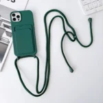 Crossbody Lanyard Elastic Silicone Card Holder Phone Case, For iPhone 15 Pro