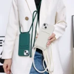 Crossbody Lanyard Elastic Silicone Card Holder Phone Case, For iPhone 15 Pro Max - Image 2