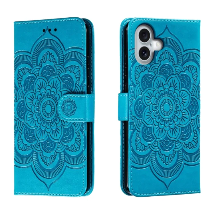Mandala Embossing Pattern Horizontal Flip Leather Phone Case, For iPhone 16 Plus, For iPhone 16