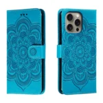 Mandala Embossing Pattern Horizontal Flip Leather Phone Case, For iPhone 16 Pro Max, For iPhone 16 Pro