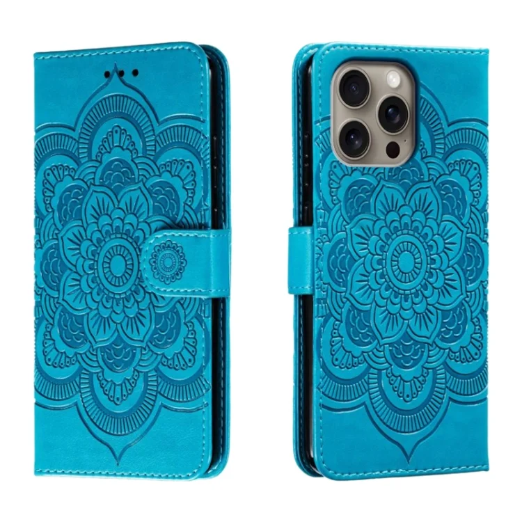 Mandala Embossing Pattern Horizontal Flip Leather Phone Case, For iPhone 16 Pro Max, For iPhone 16 Pro