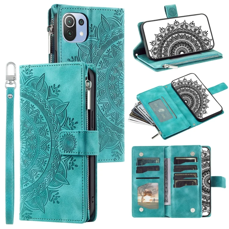 Multi-Card Totem Zipper Leather Phone Case, For Xiaomi Mi 11 Lite, For Xiaomi Redmi Note 10 5G, For Xiaomi Redmi Note 10 4G
