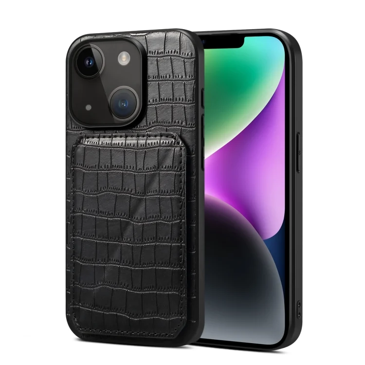 Imitation Crocodile Leather Back Phone Case with Holder, For iPhone 14 Plus, For iPhone 14, For iPhone 14 Pro, For iPhone 14 Pro Max