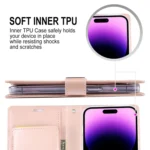 GOOSPERY RICH DIARY Crazy Horse Texture Leather Phone Case, For iPhone 15 Pro Max, For iPhone 15 Pro - Image 5