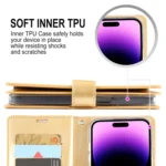 GOOSPERY MANSOOR DIARY 9 Card Slots Leather Phone Case, For iPhone 15 Pro Max, For iPhone 15 Pro - Image 5