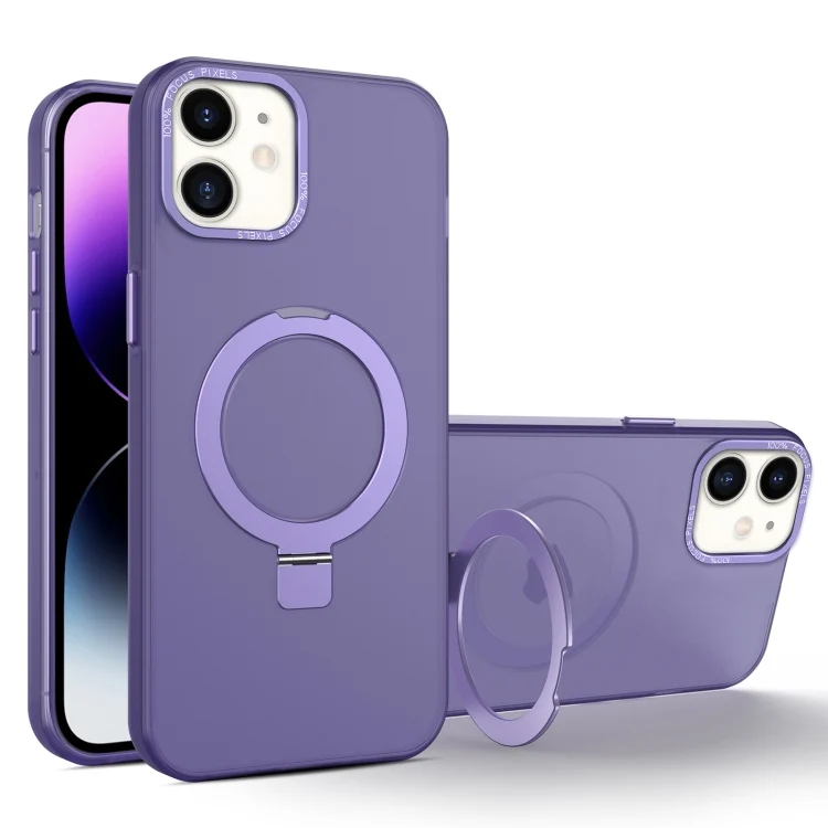 MagSafe Metal Holder Frosted Translucent Phone Case, For iPhone 11, For iPhone 11 Pro