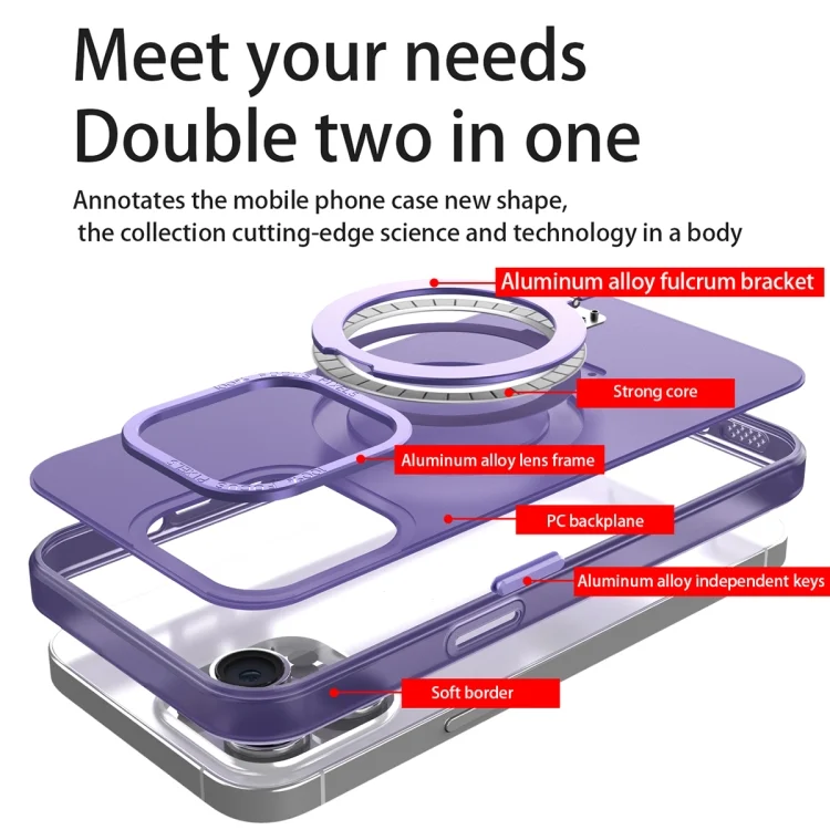 EDA0054534_B2.webp MagSafe Metal Holder Frosted Translucent Phone Case, For iPhone 15 Pro Max, For iPhone 15 Pro, For iPhone 15 Plus - Image 3