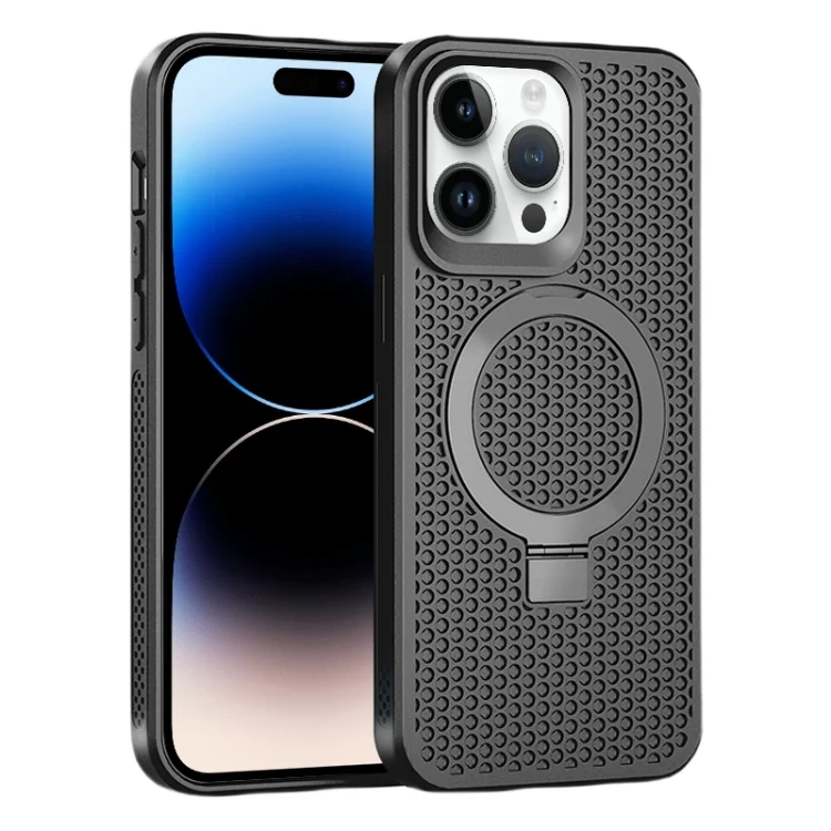 Skin Feel PC+TPU Cooling Magnetic Magsafe Phone Case with Stand, For iPhone 14 Pro, For iPhone 14 Pro Max