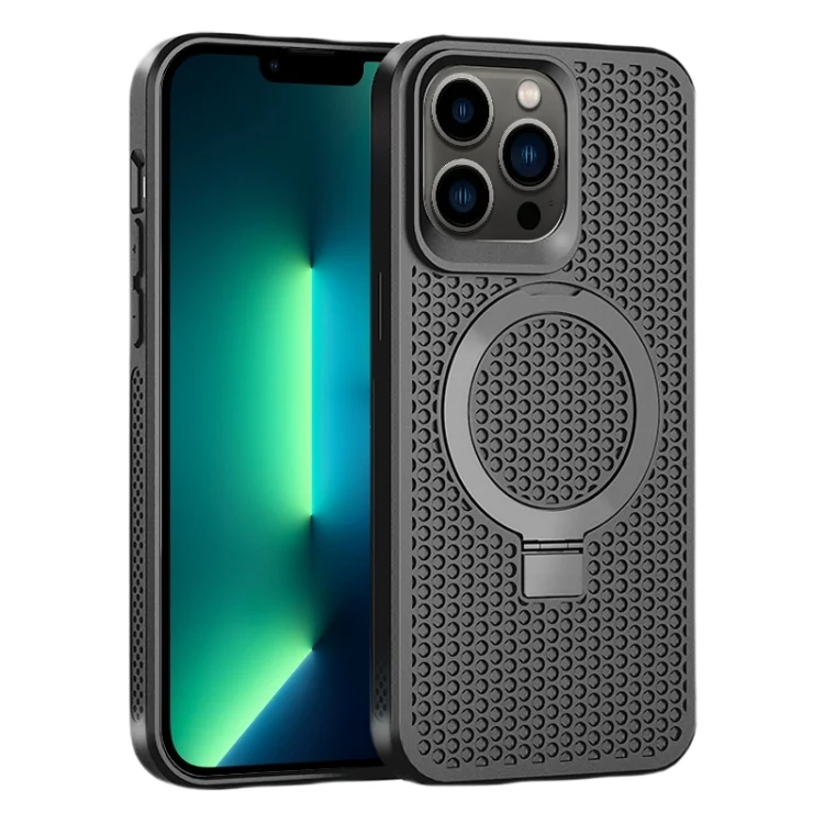 Skin Feel PC+TPU Cooling Magnetic Magsafe Phone Case with Stand, For iPhone 13 Pro Max, For iPhone 13 Pro