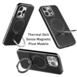 Skin Feel PC+TPU Cooling Magnetic Magsafe Phone Case with Stand, For iPhone 15 Pro, For iPhone 15 Plus - Image 2