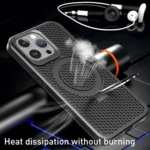 Skin Feel PC+TPU Cooling Magnetic Magsafe Phone Case with Stand, For iPhone 15 Pro, For iPhone 15 Plus - Image 5
