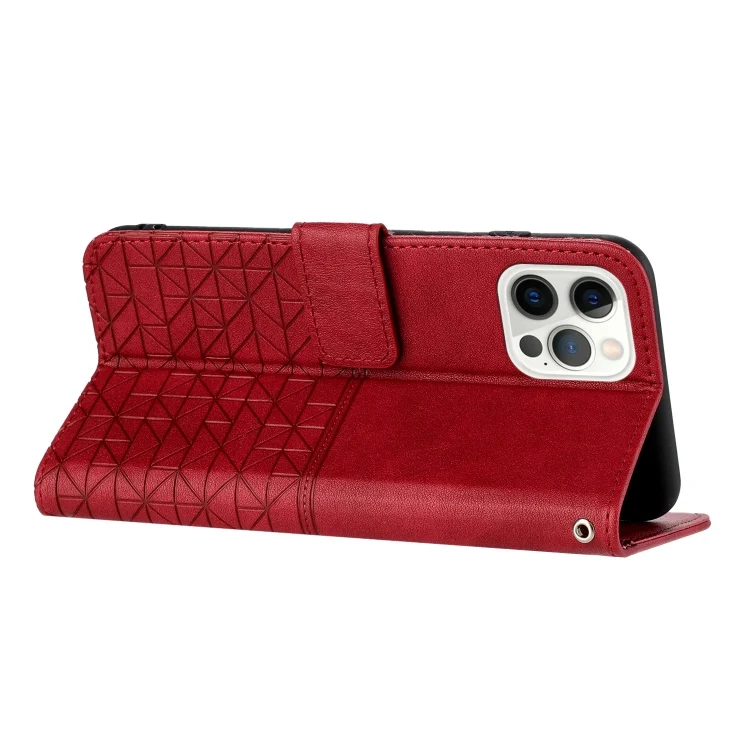EDA005479701A_3.webp Rhombic Texture Leather Phone Case with Lanyard, For iPhone 15 Pro Max, For iPhone 15 Pro, For iPhone 15 Plus, For iPhone 15 - Image 4