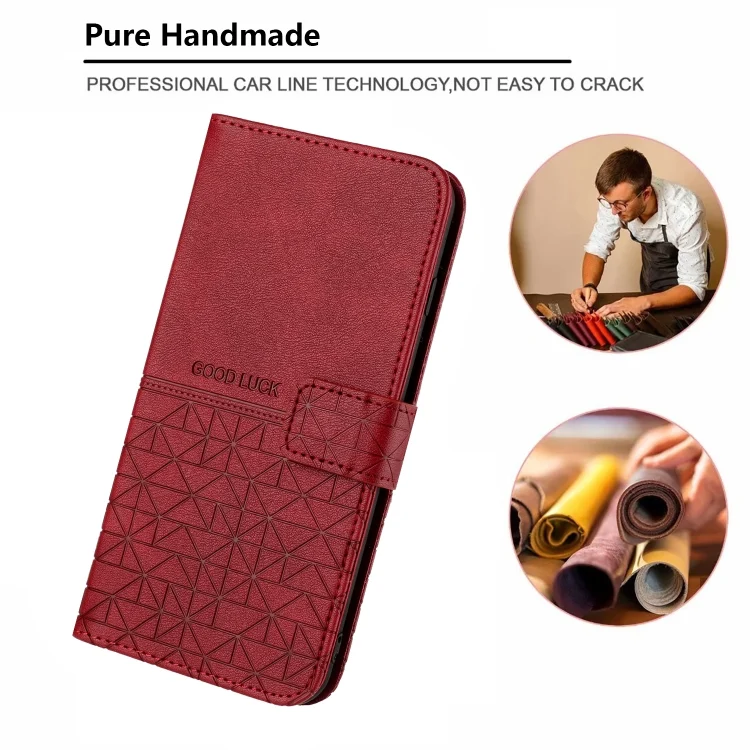 EDA005479701A_4.webp Rhombic Texture Leather Phone Case with Lanyard, For iPhone 15 Pro Max, For iPhone 15 Pro, For iPhone 15 Plus, For iPhone 15 - Image 5