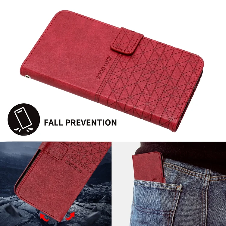 EDA005479701A_5.webp Rhombic Texture Leather Phone Case with Lanyard, For iPhone 15 Pro Max, For iPhone 15 Pro, For iPhone 15 Plus, For iPhone 15 - Image 6