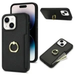Ring Card  Litchi Leather Back Phone Case, For iPhone 15, For iPhone 14 Plus, For iPhone 14