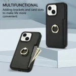 Ring Card  Litchi Leather Back Phone Case, For iPhone 15, For iPhone 14 Plus, For iPhone 14 - Image 5