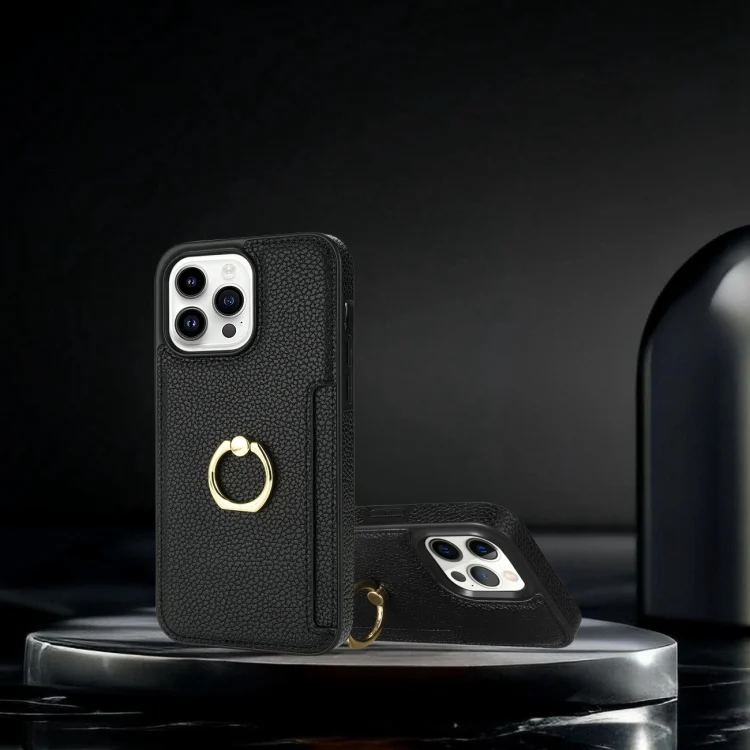 EDA005482707A_6.webp Ring Card  Litchi Leather Back Phone Case, For iPhone 14 Pro, For iPhone 14 Pro Max, For iPhone SE 2022 / 2020 / 8 / 7 - Image 7