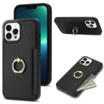 Ring Card  Litchi Leather Back Phone Case, For iPhone 13 Pro Max, For iPhone 13 Pro, For iPhone 13