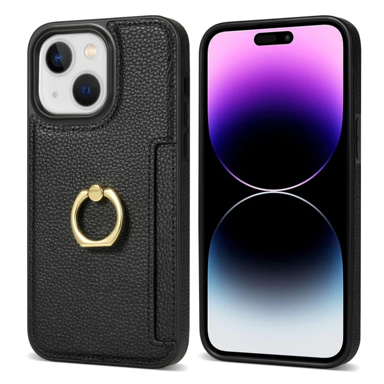 EDA005482713A_1.webp Ring Card  Litchi Leather Back Phone Case, For iPhone 13 mini, For iPhone 12, For iPhone 12 Pro Max - Image 2
