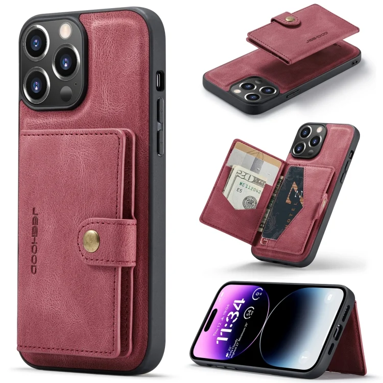 JEEHOOD Retro Magnetic Detachable Leather Phone Case, For iPhone 15 Pro Max, For iPhone 15 Pro, For iPhone 15 Plus, For iPhone 15