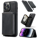 JEEHOOD Magnetic Zipper Wallet Leather Phone Case, For iPhone 15 Pro Max, For iPhone 15 Pro, For iPhone 15 Plus, For iPhone 15