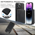 JEEHOOD Magnetic Zipper Wallet Leather Phone Case, For iPhone 15 Pro Max, For iPhone 15 Pro, For iPhone 15 Plus, For iPhone 15 - Image 2