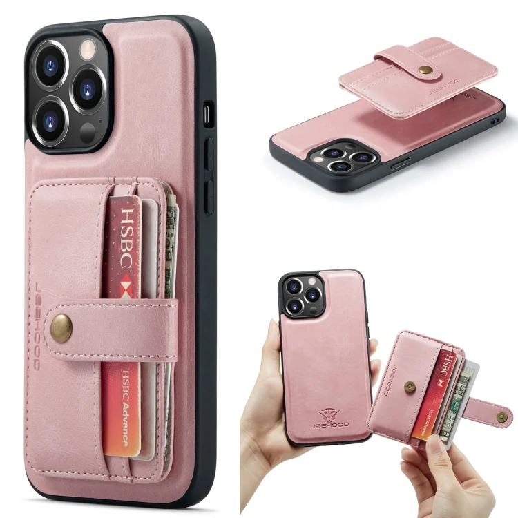 JEEHOOD RFID Blocking Anti-Theft Magnetic PU Phone Case, For iPhone 15 Pro Max, For iPhone 15 Pro, For iPhone 15 Plus, For iPhone 15