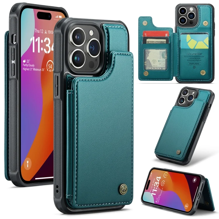CaseMe C22 Card Slots Holder RFID Anti-theft Phone Case, For iPhone 15 Pro Max, For iPhone 15 Pro, For iPhone 15 Plus, For iPhone 15