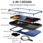 Camera Shield MagSafe Holder Life Waterproof Phone Case, For iPhone 15 Pro Max, For iPhone 15 Pro, For iPhone 15 - Image 4