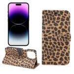 Leopard Pattern Horizontal Flip Leather Phone Case, For iPhone 15 Pro Max, For iPhone 15 Pro, For iPhone 15 Plus, For iPhone 15