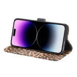 Leopard Pattern Horizontal Flip Leather Phone Case, For iPhone 15 Pro Max, For iPhone 15 Pro, For iPhone 15 Plus, For iPhone 15 - Image 5