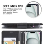 GOOSPERY CANVAS DIARY Fabric Texture Flip Leather Phone Case, For iPhone 15 - Image 2