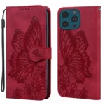Retro Skin Feel Butterflies Embossing Leather Phone Case, For iPhone 15 Pro Max, For iPhone 15 Pro, For iPhone 15 Plus