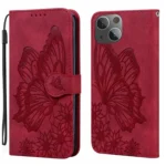 Retro Skin Feel Butterflies Embossing Leather Phone Case, For iPhone 15