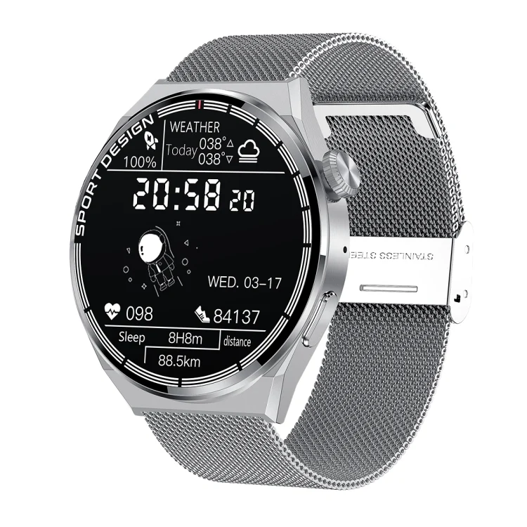 HDT MAX 1.60 inch Silver Dial Milan Steel Band IP68 Waterproof Smart Watch Support Bluetooth Call