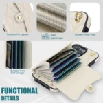 Crossbody Rhombic Horizontal Wallet Leather Phone Case, For iPhone 16 Pro Max, For iPhone 16 Pro, For iPhone 16 Plus - Image 6