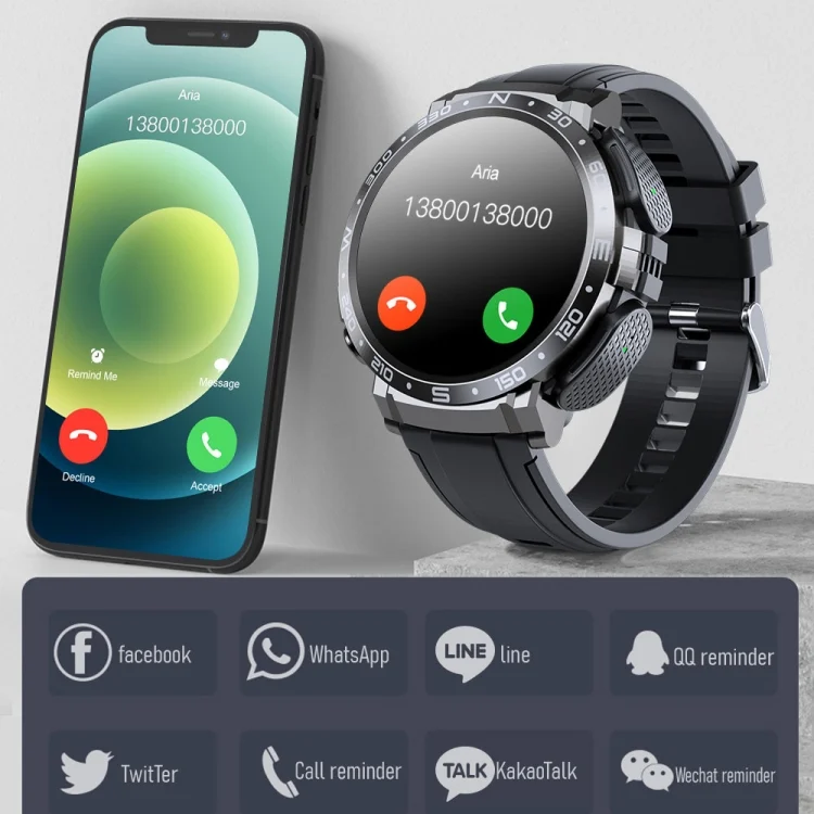 EDA005674401A_11.webp M68 Plus 1.52 inch Round Screen 2 in 1 Bluetooth Earphone Smart Watch, 512MB Memory Support Health Monitoring - Image 12
