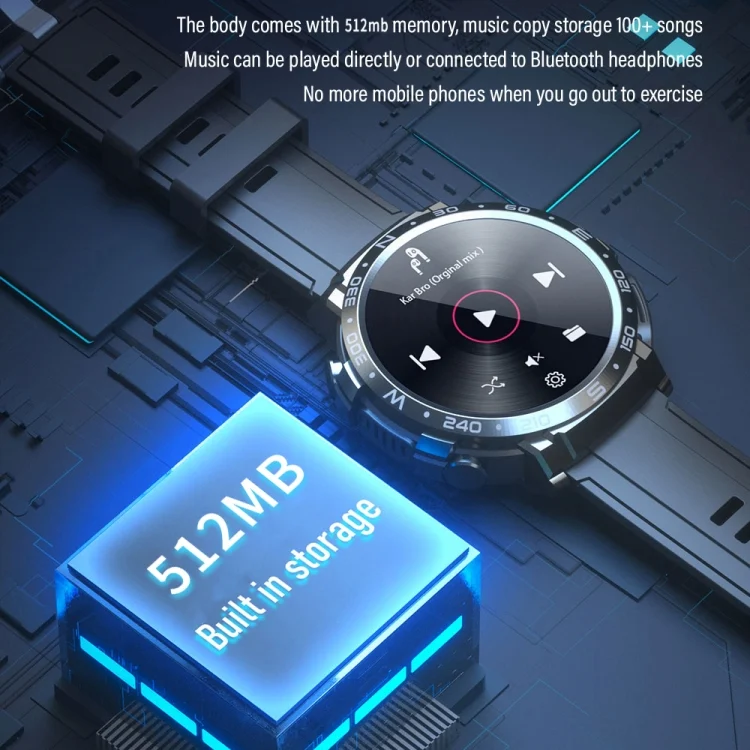 EDA005674401A_5.webp M68 Plus 1.52 inch Round Screen 2 in 1 Bluetooth Earphone Smart Watch, 512MB Memory Support Health Monitoring - Image 6