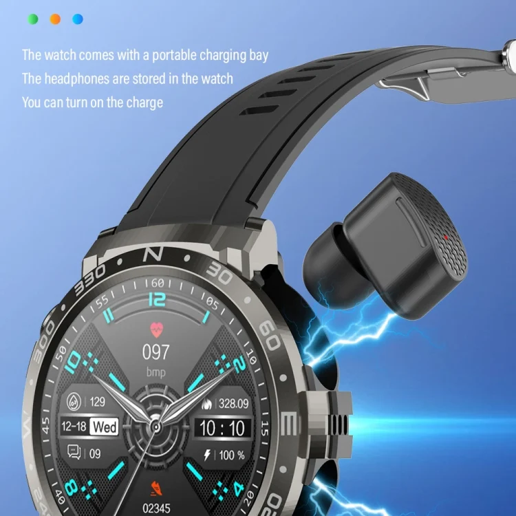 EDA005674401A_7.webp M68 Plus 1.52 inch Round Screen 2 in 1 Bluetooth Earphone Smart Watch, 512MB Memory Support Health Monitoring - Image 8
