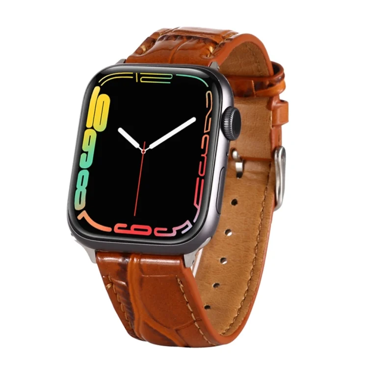 Crocodile Texture Leather Wrist Strap, For Apple Watch Series 7 45mm / 6 & SE & 5 & 4 44mm / 3 & 2 & 1 42mm, For Apple Watch Ultra 49mm / Series 8&7 45mm / SE 2&6&SE&5&4 44mm / 3&2&1 42mm...